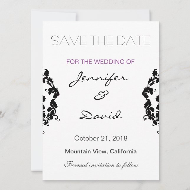 Classical Damask Exclusive Wedding Invitation (Front)