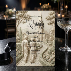 Classical Dark Academia Grecian Art Wedding Invitation
