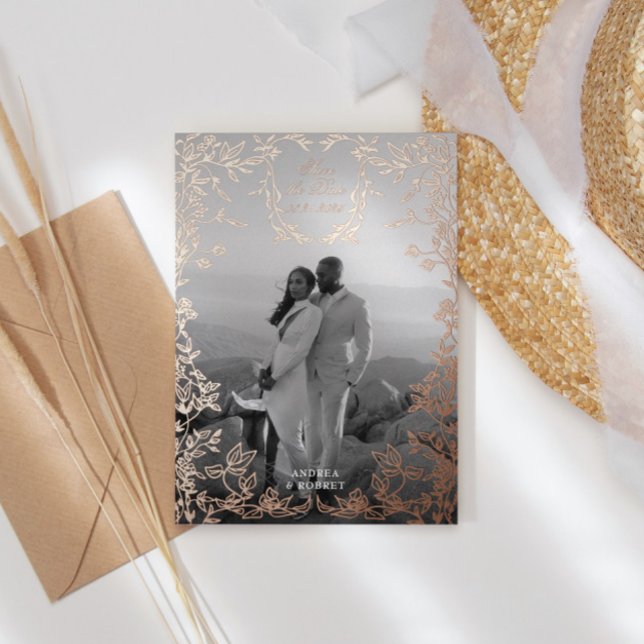 Classical Elegant Crest Save the Date Rose Gold (Creator Uploaded)