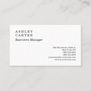 Classical elegant impressive white plain manager business card
