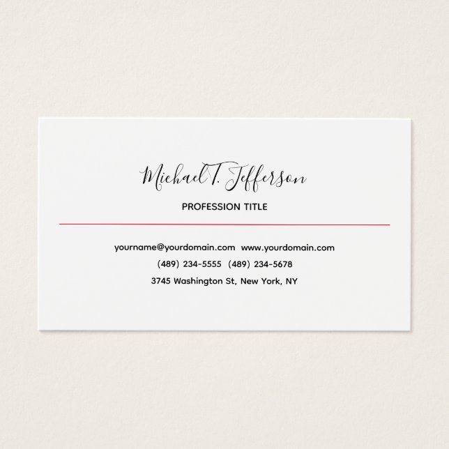 Classical Elegant Plain Calligraphy Profile Card (Front)