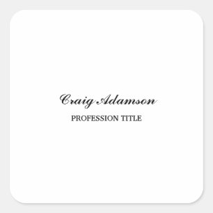 Classical Elegant Plain Simple Minimalist Square Sticker
