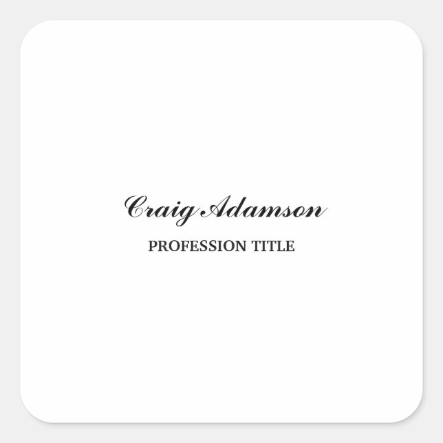Classical Elegant Plain Simple Minimalist Square Sticker (Front)