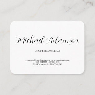 Classical Elegant Plain Simple White Minimalist Business Card
