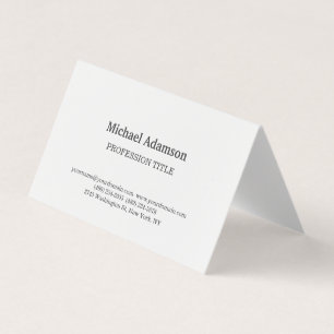 Classical Elegant Plain Simple White Minimalist Business Card