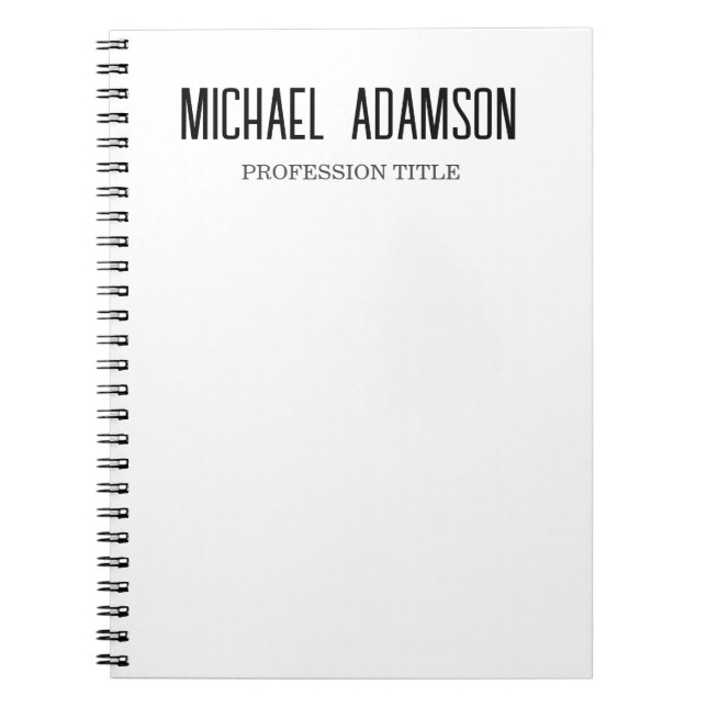Classical Elegant Plain Simple White Minimalist Notebook (Front)