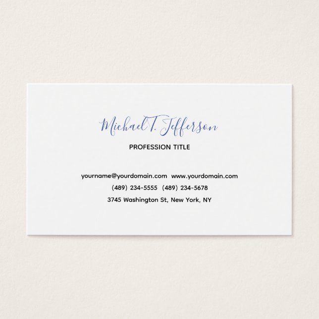 Classical Elegant Simple Calligraphy Profile Card (Front)