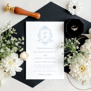 Classical Floral Crest Elegant Wedding Invitation