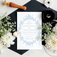 Classical Floral Crest Elegant Wedding Invitation