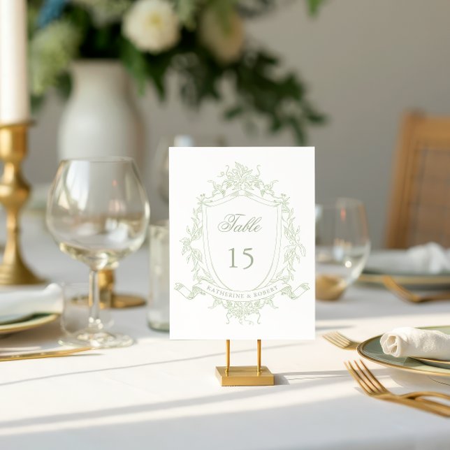 Classical Floral Crest Wedding Table Number (Creator Uploaded)