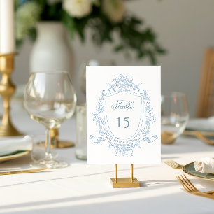 Classical Floral Crest Wedding Table Number