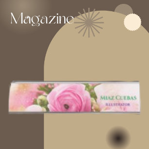Classical Flower Roses Bouquet  Abstract  Desk Name Plate