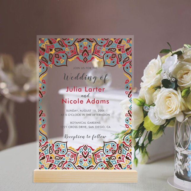 Classical Geometric Mandala Pattern Wedding Acrylic Invitations (Creator Uploaded)