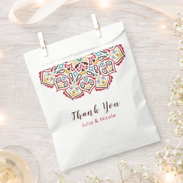 Classical Geometric Mandala Pattern Wedding Favour Bags (Clipped)