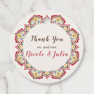 Classical Geometric Mandala Pattern Wedding Favour Tags