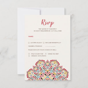 Classical Geometric Mandala Pattern Wedding RSVP Card