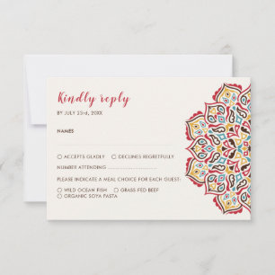 Classical Geometric Mandala Pattern Wedding RSVP Card