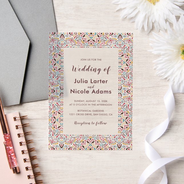 Classical Geometric Mandala Pattern Wedding Vellum Invitations (Wedding)