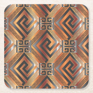 Classical Golden Oriental Design Pattern Square Paper Coaster