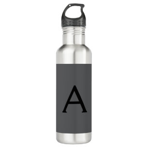 Classical Grey Simple Monogram Add Name Initial 710 Ml Water Bottle