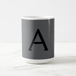 Classical Grey Simple Monogram Add Name Initial Coffee Mug
