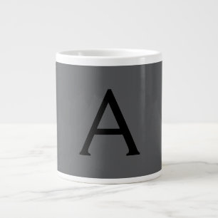 Classical Grey Simple Monogram Add Name Initial Large Coffee Mug