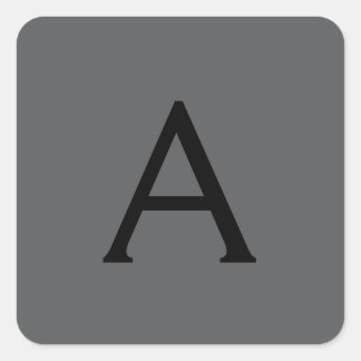 Classical Grey Simple Monogram Add Name Initial Square Sticker