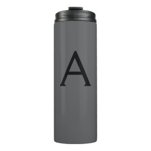 Classical Grey Simple Monogram Add Name Initial Thermal Tumbler