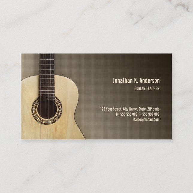 Classical Guitar Lessons Teacher business card (Front)