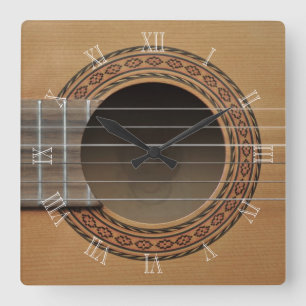 Classical guitar v2 square wall clock