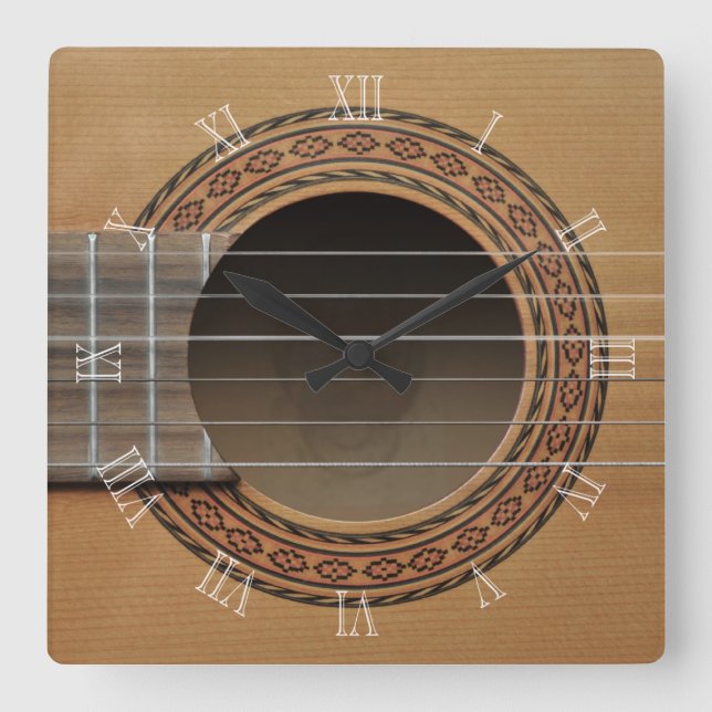 Classical guitar v2 square wall clock (Front)