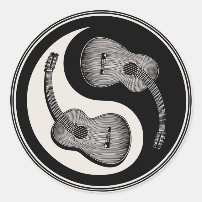 Classical Guitar Yin Yang Classic Round Sticker (Front)