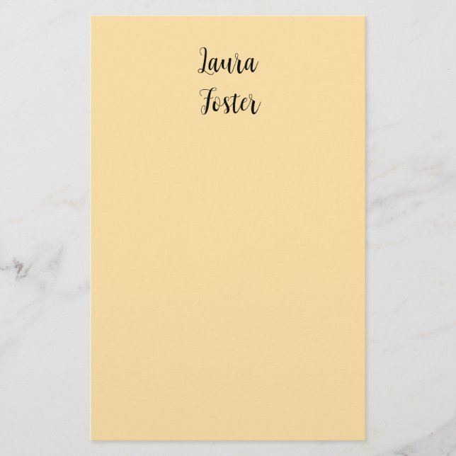 Classical Handwriting Elegant Name Beige Colour Stationery (Front)