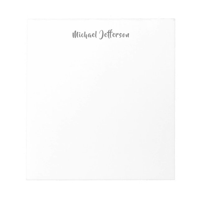 Classical Handwriting Elegant Name Black White Notepad (Front)