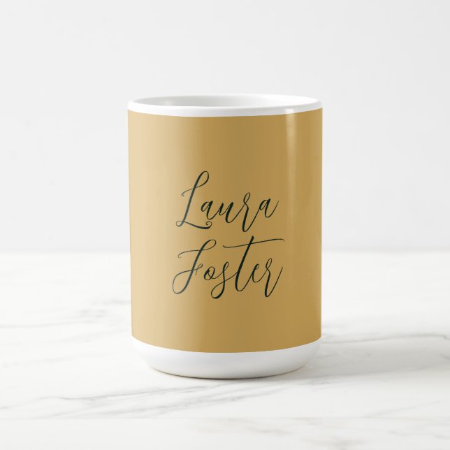Classical Handwriting Elegant Name Gold Colour Coffee Mug (Center)