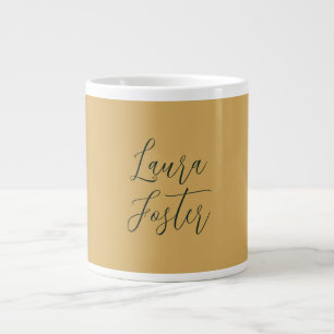 Classical Handwriting Elegant Name Gold Colour Large Coffee Mug