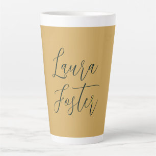 Classical Handwriting Elegant Name Gold Colour Latte Mug