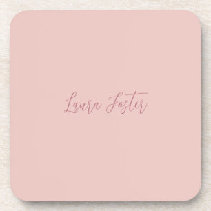 Classical Handwriting Elegant Name Rose Gold Coaster