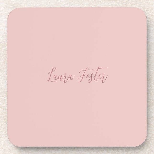Classical Handwriting Elegant Name Rose Gold Coaster (Front)