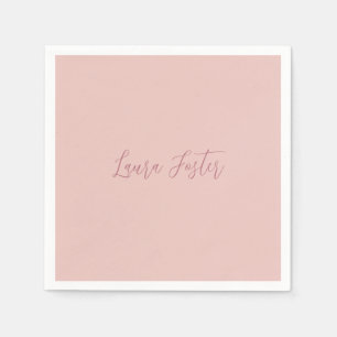 Classical Handwriting Elegant Name Rose Gold Napkin