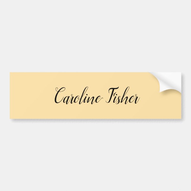 Classical Handwriting Plain Simple Beige Bumper Sticker (Front)