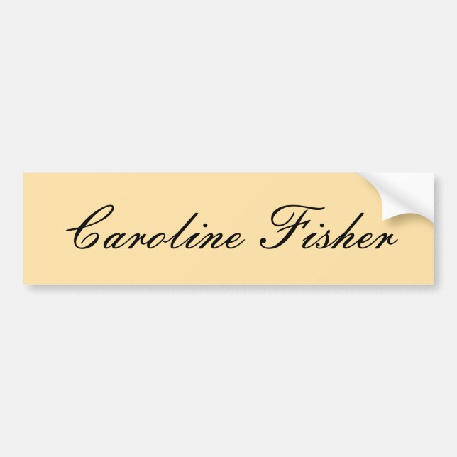 Classical Handwriting Plain Simple Beige Bumper Sticker (Front)