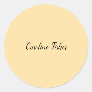 Classical Handwriting Plain Simple Beige Classic Round Sticker