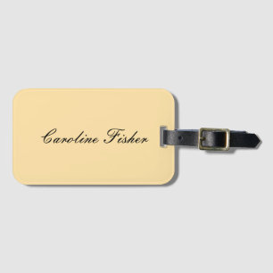 Classical Handwriting Plain Simple Beige Luggage Tag
