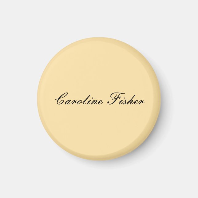 Classical Handwriting Plain Simple Beige Magnet (Front)
