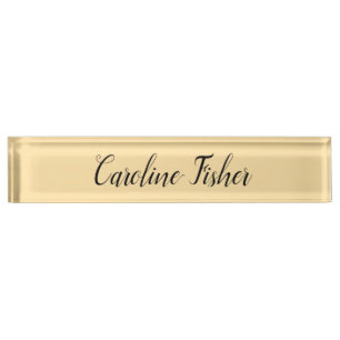 Classical Handwriting Plain Simple Beige Nameplate