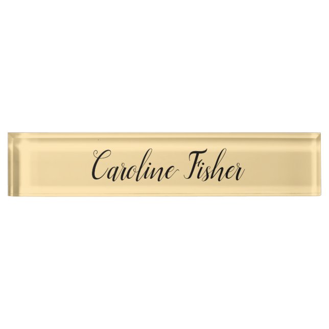 Classical Handwriting Plain Simple Beige Nameplate (Front)