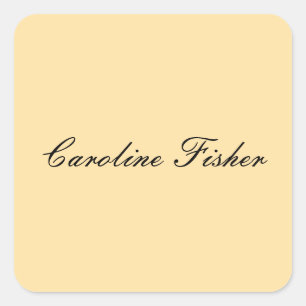 Classical Handwriting Plain Simple Beige Square Sticker