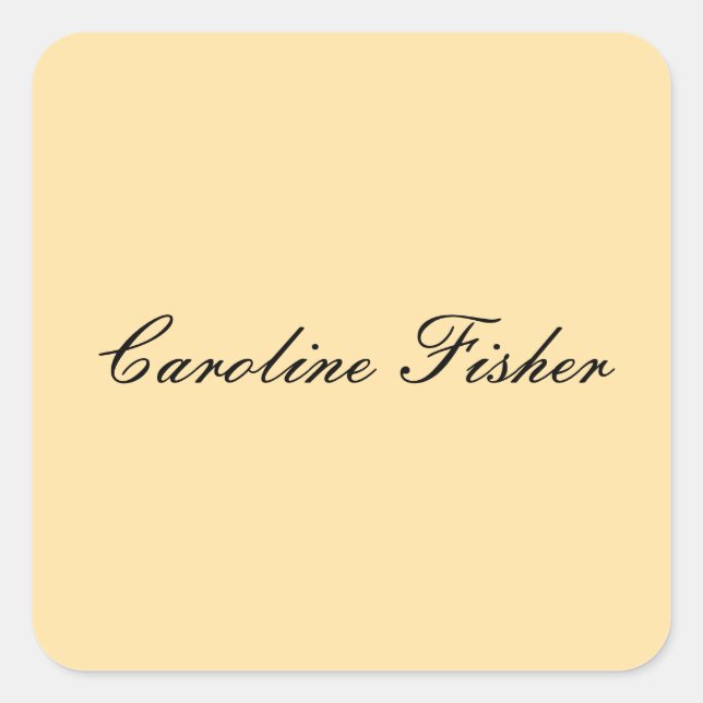 Classical Handwriting Plain Simple Beige Square Sticker (Front)
