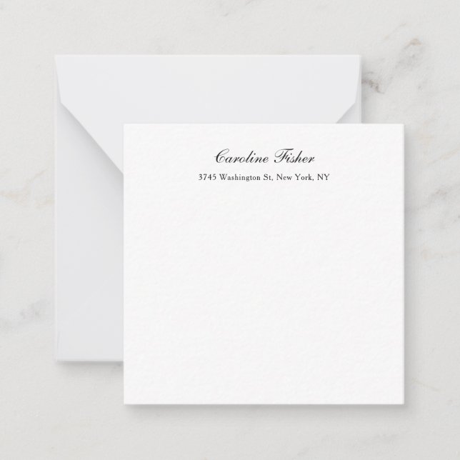 Classical Handwriting Plain Simple White Card (Front)